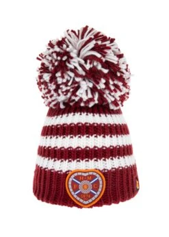 Big Bobble Hat - Maroon & White Stripe